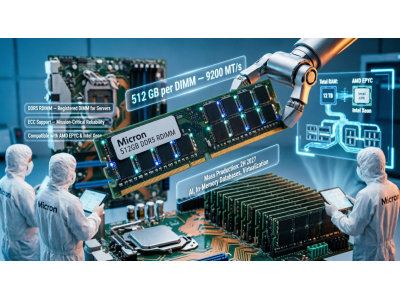 Micron представила DDR5 RDIMM объёмом 512 ГБ — сервер на двух процессорах сможет получить до 12 ТБ RAM