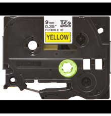 Плёнка для наклеек эластичная Brother TZE-FX621 чёрный шрифт на жёлтой основе, 9мм*8м                                                                                                                                                                     