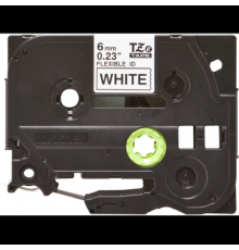 Плёнка для наклеек эластичная Brother TZE-FX211 чёрный шрифт на белой основе, 6мм*8м                                                                                                                                                                      