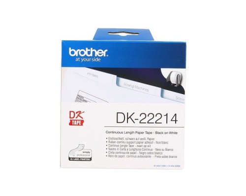 Бумажная клеящаяся лента Brother DK22214 (белая, 12 мм х 30,48м) для QL-570/710W/720NW