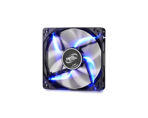 Вентилятор DEEPCOOL Wind Blade 120 Blue 120x120x25мм (64шт./кор, пит. от мат.платы и БП, полупрозрачный, синяя подсветка, 1300об/мин) Retail blister