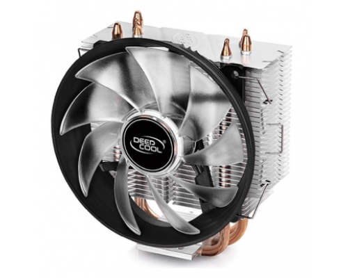 Кулер DEEPCOOL GAMMAXX300R LGA1366/1156/55/51/50/775/FM2+/FM2/FM1/AM3+/AM3/AM2+/AM2/AM4 (24шт/кор, TDP 130Вт, PWM, Red Led, 3 тепл. трубки прямого контакта,120мм вент-р,17.8~21dB(A)) RET