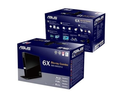 Привод Blu-Ray Asus SBC-06D2X-U/BLK/G/AS черный USB slim внешний RTL