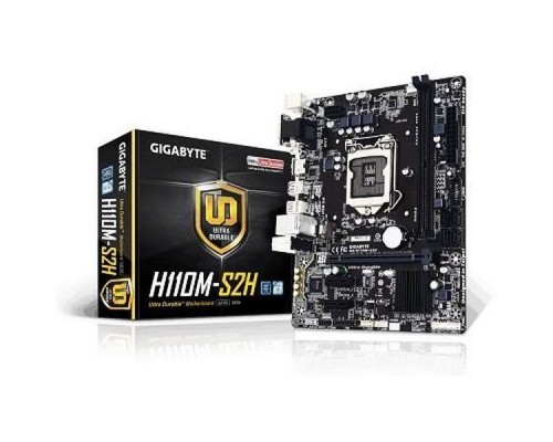 Материнская плата GA-H110M-S2H, Socket 1151, Intel®H110, 2xDDR4-2133, D-SUB+DVI-D+HDMI, 1xPCI-Ex16, 2xPCI-Ex1, 4xSATA3, 8 Ch Audio, GLan, (4+4)xUSB2.0, (2+2)xUSB3.0, 2xPS/2, mATX, RTL