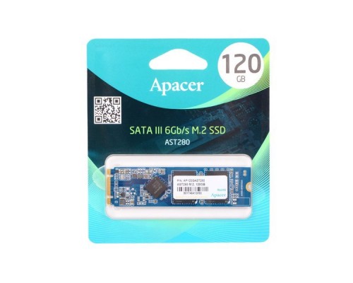 Жесткий диск SSD M.2 2280 120GB Apacer AST280 Client SSD AP120GAST280-1 SATA 6Gb/s, 500/470, MTBF 2M, TLC, Retail (914095)