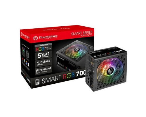 Блок питания Thermaltake ATX 700W Smart RGB 700 80+ (24+4+4pin) APFC 120mm fan color LED 6xSATA RTL