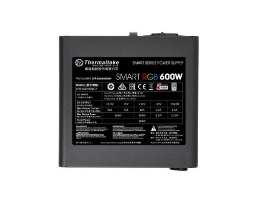 Блок питания Smart RGB 600W PS-SPR-0600NHSAWE-1 /Non Modular/Fan Hub/Single Voltage/Analog/80 Plus/EU/All Sleeved Cables RTL