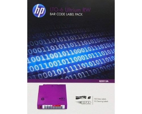 Датакартридж HP Q2013A LTO-6 Ultrium 6.25TB RW bar code label pack (100data+10clean) for C7976A