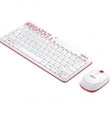 Комплект беспроводной MK240 White, белый+красный рисунок (клавиатура + мышь)                                                                                                                                                                              