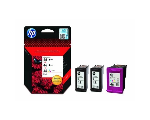 Картридж HP 46 струйный упаковка 2 шт черных + 1 трехцветный (1500 стр)