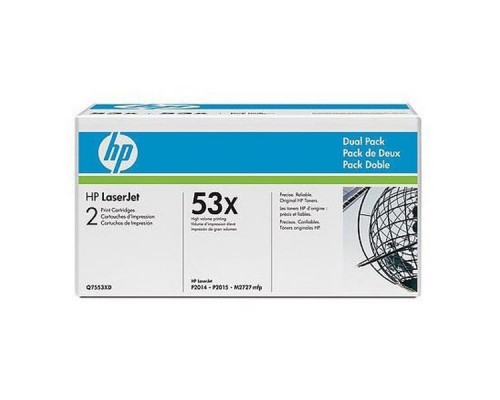 Оригинальный картридж hp Q7553XD № 53XD чёрный , двойная упаковка повышенной ёмкости