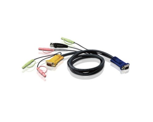 Кабель KVM  USB(тип А Male)+HDB15(Male)+2хАудио(Male) (-) SHDB15(Male)+2хАудио(Male) 0.8м черный CABLE HD15M/USBM/SP/SP-SPHD15M 0.8M