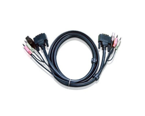 Кабель KVM USB(тип А Male)+DVI-D(Male)2хАудио(Male) - USB(тип B Male)+DVI-D(Male)+2хАудио(Male) 3м., черный. CABLE DVI/USB B/MC.SP-DVI/USB A  3M