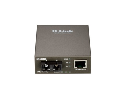 Медиаконвертер D-Link DMC-F15SC/A1A Медиаконвертер с 1 портом 10/100Base-TX и 1 портом 100Base-FX с разъемом SC для одномодового оптического кабеля (д