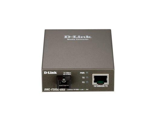 Медиаконвертер D-Link DMC-F20SC-BXU/A1A WDM медиаконвертер с 1 портом 10/100Base-TX и 1 портом 100Base-FX с разъемом SC (ТХ: 1310 нм; RX: 1550 нм) для