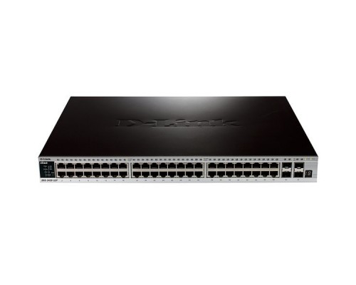 D-Link DGS-3420-52P/B1A , L2+ Stackable Managed Gigabit Switch with 48 10/100/1000Base-T PoE ports and 4 10G SFP+ ports