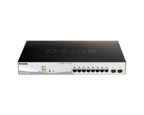 Коммутатор D-Link DGS-1210-10MP/F1A 8G 2SFP 8PoE 130W настраиваемый