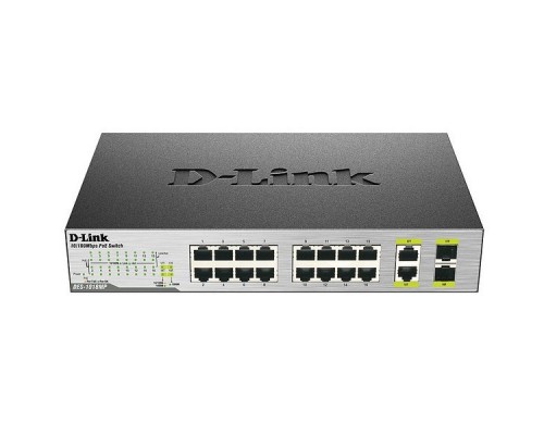 Коммутатор D-Link DES-1018MP/A1A 16x100Mb 16PoE неуправляемый