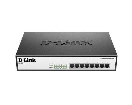 Коммутатор D-Link DES-1008P+ неуправляемый коммутатор с 8 портами 10/100Base-TX с поддержкой PoE