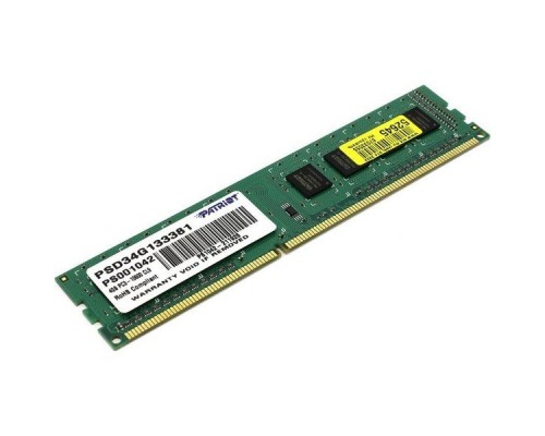 Модуль памяти PATRIOT Signature Line DDR3 Module capacity 4Гб 1333 МГц Множитель частоты шины 9 1.5 В PSD34G133381