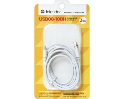 USB кабель USB08-10BH USB2.0 белый, AM-MicroBM, 3м