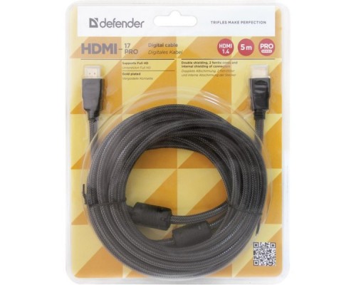 Кабель HDMI (19M -19M) 5.0м Defender HDMI-17PRO 87460 ver1.4