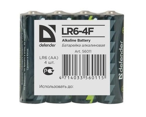 Батарейка алкалиновая LR6-4F AA, в пленке 4шт