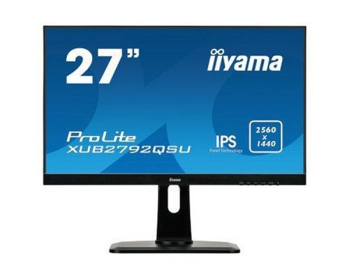 Монитор жидкокристаллический Iiyama Монитор LCD 27'' [16:9] 2560х1440(WQHD) IPS, nonGLARE, 350cd/m2, H178°/V178°, 1000:1, 80M:1, 1,07 миллиардов цветов, 4ms, VGA, HDMI, DP, USB-Hub, Height adj, Pivot, Tilt, Swivel, Speakers, 3Y, Black