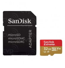 Карта памяти MicroSDHC 32Gb SanDisk Extreme SDSQXAF-032G-GN6AA C10/UHS-I U3/A1/V30 R100 W60 +SDA                                                                                                                                                          