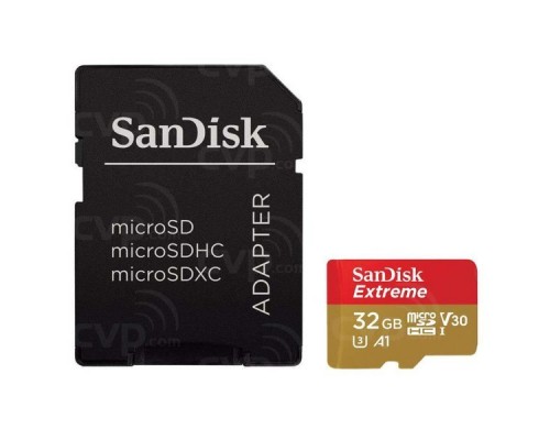 Карта памяти MicroSDHC 32Gb SanDisk Extreme SDSQXAF-032G-GN6AA C10/UHS-I U3/A1/V30 R100 W60 +SDA
