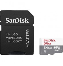 Карта памяти MicroSDXC 64Gb SanDisk Ultra SDSQUNS-064G-GN3MA class10 UHS-I U1 R80 +Adapter                                                                                                                                                                