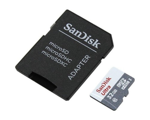 Карта памяти MicroSDHC 32Gb SanDisk Ultra SDSQUNS-032G-GN3MA Class10 UHS-I U1 R80 + Adapter