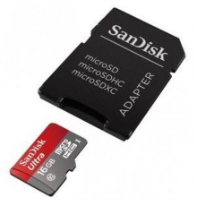 Карта памяти MicroSDHC 16Gb SanDisk Ultra SDSQUNS-016G-GN3MA Class10 UHS-I U1 R80 + Adapter                                                                                                                                                               