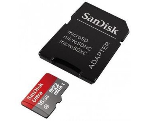 Карта памяти MicroSDHC 16Gb SanDisk Ultra SDSQUNS-016G-GN3MA Class10 UHS-I U1 R80 + Adapter