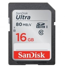 Карта памяти SD 16Gb SanDisk Ultra Class10 UHS-I U1 R80 SDSDUNC-016G-GN6IN                                                                                                                                                                                