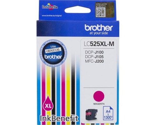 Картридж Brother LC-525XLM для DCPJ100/105/MFCJ200 пурпурный (1300стр)