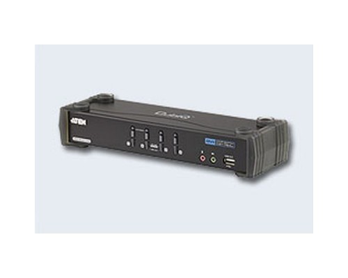 Переключатель, электрон., KVM+Audio+USB 2.0,  1 user USB+DVI =>  4 cpu USB+DVI, со шнурами USB 4х1.8м., 2560x1600 60Hz DVI-D Dual Link/2048x1536 DVI-A, настол., исп.стандартШнуры, без OSD, некаскад./ CUBIQ 4-PORT USB DVI DUAL LINK KVMP SWIT