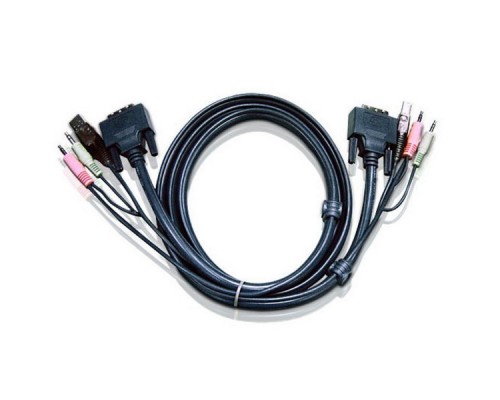 Кабель KVM USB(тип А Male)+DVI-D(Male)+2хАудио(Male) (-) USB(тип B Male)+DVI-D(Male)+2хАудио(Male) 1,8м., черный. CABLE DVI/USBA/SP.MC-DVI/USB B 1.8M