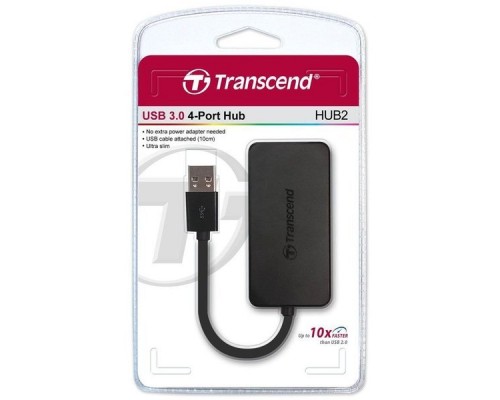 USB 3.0 4-Port HUB, чёрный, Transcend