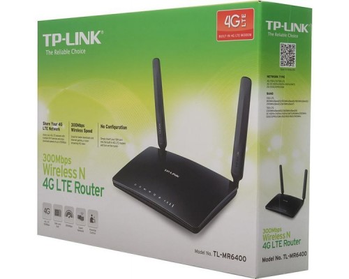 Роутер беспроводной TP-Link TL-MR6400 N300 10/100BASE-TX/4G черный