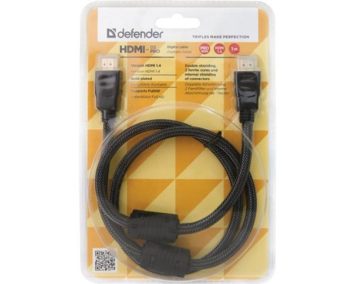 Кабель HDMI (19M -19M)  1.0м Defender HDMI-03PRO 87340 ver1.4 2 фильтра