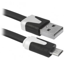 Кабель USB 2.0 A--micro-B 1.0м Defender USB08-03P 87475 плоский, черный                                                                                                                                                                                   