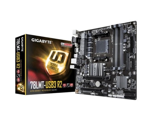 Материнская плата GA-78LMT-USB3 R2, Socket AM3+, AMD 760G+SB710, 4xDDR3-1333, D-SUB+DVI-D+HDMI, 1xPCI-Ex16x, 1xPCI-Ex1x, 1xPCI, 6xSATA2(RAID 0/1/10), 1xIDE, 8 Ch Audio, GLan, (4+4)xUSB2.0, (2+2)xUSB3.0, mATX, 1xPS/2, RTL