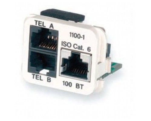 Адаптерная вставка ACO Plus для телефонии, 4хRJ-45, Цвет: белый (RAL 9010) ACO Insert, 4xRJ45, PO:45/45/45/45, (4xTel), white