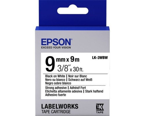 Лента Epson Tape LK3WBW Strng adh Blk/Wht 9/9