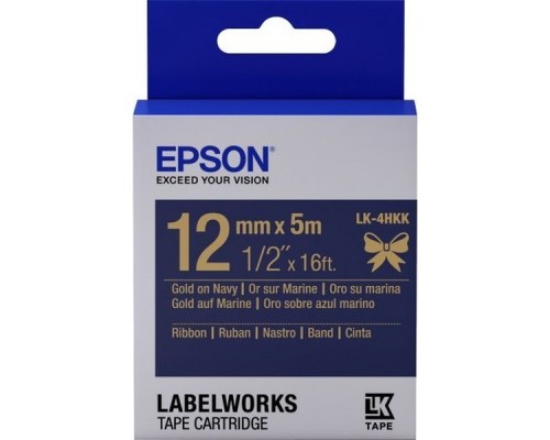 Лента Epson Tape LK-4HKK Satin Ribbon Gold/Navy 12/5