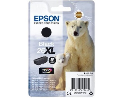 Картридж EPSON 26XL черный повышенной емкости для XP-600/XP-700/XP-800