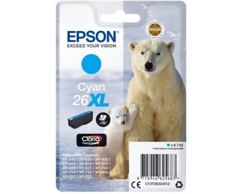 Картридж EPSON 26XL голубой повышенной емкости для XP-600/XP-700/XP-800