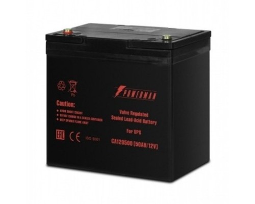 Батарея POWERMAN Battery CA12500, напряжение 12В, емкость 50Ач, макс. ток разряда 500А, макс. ток заряда 15А, свинцово-кислотная типа AGM, тип клемм M1, Д/Ш/В В229/138/208, 16.2 кг. Battery POWERMAN Battery CA12500, voltage 12V, capacity 50Ah, max. d