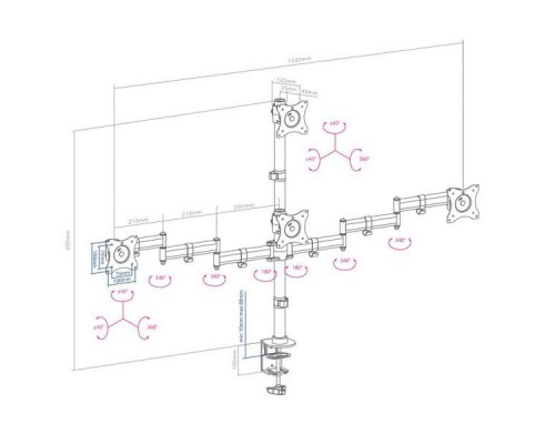 Кронштейн для мониторов Arm Media LCD-T16 черный 15